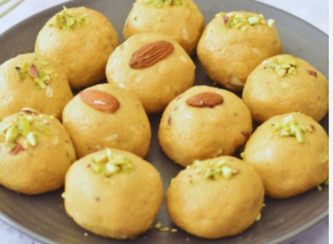 Besan Ladoo on a plate