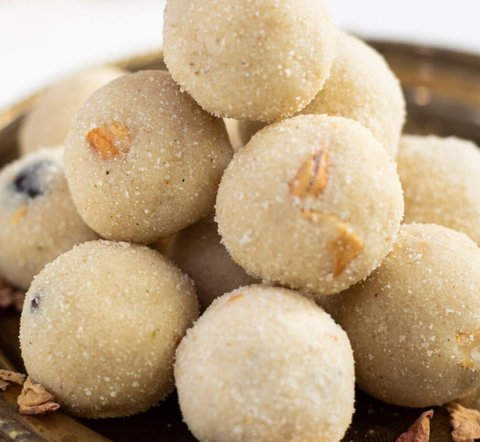 Rava Ladoo on a plate